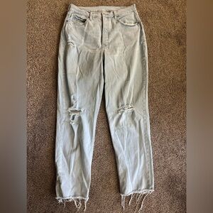 Women’s Old Navy extra high-rise curvy straight Distressed Light Blue Jeans